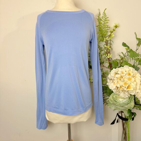 OLD NAVY | fluid seamless fitted top | athletic | Medium | periwinkle | long sle - Picture 1 of 9